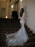 Luxurious Wedding Dresses Mermaid Scoop Neck With Beads Gem Silver Sequin Brides Dress For Brides Fitted Bridal Gown HZ0311