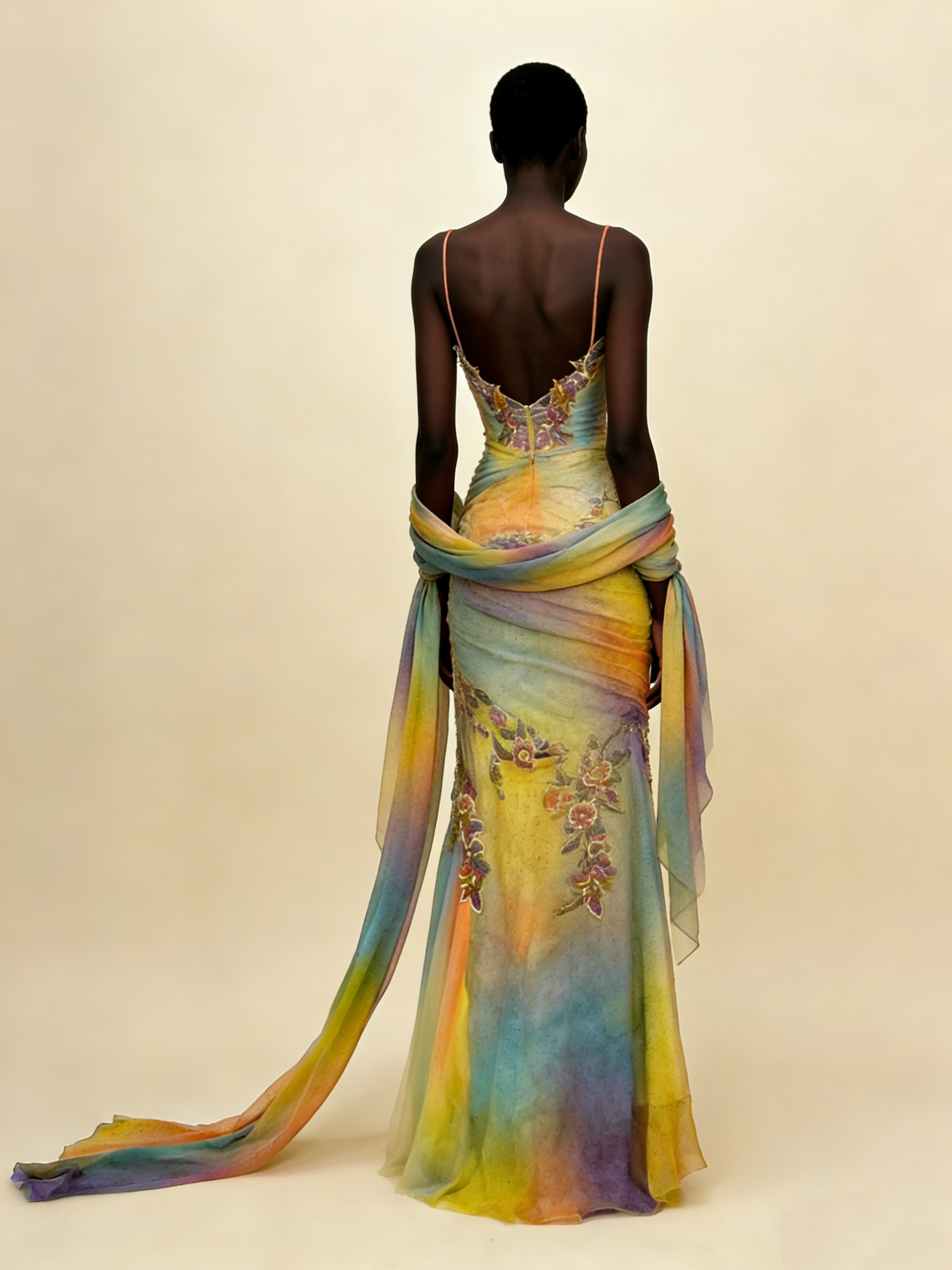 Colorful Straps Appliques Tulle Mermaid Long Party Dress Retro Evening Dress, HZ0427