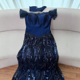 Customized Special Occasion Dress Navy Blue Prom Dresses Luxury Dress Sharon Happy Evening Dresses HZ0311