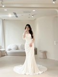Women¡¯s Mermaid Strapless Bridal Wedding Dress With Pleated Floor Length Brides Gown for Bride HZ0311