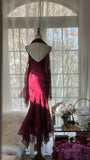 Elegant Mermaid Spaghetti Straps Burgundy Chiffon Prom Dresses Inspiration Trending Evening Gowns Formal Party Prom Dress HZ0311