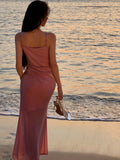 Modest Mermaid Spaghetti Strap Pink Sequin Evening Dresses Slit High School Teens Senior Night Dance Prom Outfits HZ0311