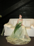 Simple A line Strapless Sage Green Shiny Satin Sage Green Prom Dress Aesthetic Long Graduation Dance Evening Outfits HZ0311