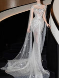 Luxurious Mermaid Evening Dress Strapless Gold Sequins Prom Dress Long Party Dress 19th Birthday Outfits HZ0311
