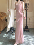 Modest Mermaid Spaghetti Strap Pink Sequin Evening Dresses Slit High School Teens Senior Night Dance Prom Outfits HZ0311