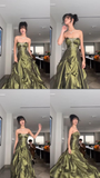 Vintage Beading Strapless A-Line Green Evening Ball Gown Birthday Gown HZ0427