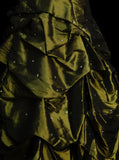 Vintage Ball Gown Strapless Olive Green 1980s With Beads College Formal Outfit Prom Graduation Dresses For Teens HZ0311