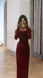 Modest Mermaid Off The Shoulder Burgundy With Long Sleeves Evening Dresses High School Teens Senior Night Dance Party Outfits HZ0311