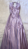 Modest Mermaid Spaghetti Strap Grape Lace Backless Satin Evening Dresses High School Teens Senior Night Dance Prom Outfits HZ0311