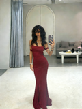 Sexy Mermaid Square Neck Burgundy Sleeveless Long Evening Dresses Inspo Senior Night Dance Prom Dress HZ0311