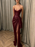 Modest Mermaid Sweetheart Black Sequin Slit Side Evening Dresses High School Teens Senior Night Dance Prom Outfits HZ0311