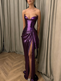 Modest Mermaid Sweetheart Black Sequin Slit Side Evening Dresses High School Teens Senior Night Dance Prom Outfits HZ0311