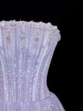 Chic Ball Gown Strapless Lilac With Beaded Crystals Bodice Inspo Formal Party Gowns Prom Dresses HZ0311