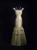 Vintage Prom Dresses Aesthetic Mermaid Square Sage Green With Beaded Crystals Bodice Inspo Formal Party Gowns Dresses HZ0311