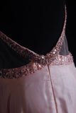 Vintage Prom Dresses Aesthetic A line Halter Pink Backless Beaded Bodice Inspo Formal Party Gown HZ0311