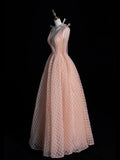 Beautiful Ball Gown V Neck Blush Pink Long Prom Dresses Formal Gowns Inspo Evening Outfit HZ0311