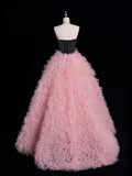 Beautiful Ball Gown Sweetheart Tulle Pink Long Prom Dresses Formal Gowns Inspo Evening Outfit HZ0311