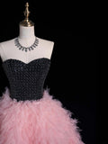 Beautiful Ball Gown Sweetheart Tulle Pink Long Prom Dresses Formal Gowns Inspo Evening Outfit HZ0311