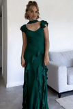 Beautiful Pink V Neck Chiffon Ruffle Mermaid Long Prom Dress Party Gown With Ribbon Wedding Guest Gown HZ0311