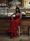 Unique Mermaid Strapless Bright Red Slit Long Prom Dresses Inspiration Prom Gowns Formal Prom Dress HZ0311