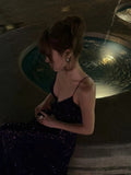 Sparkling Mermaid Spaghetti Strap Purple Sequined Prom Dress Long 18th Birthday Party Gown Formal Evening Dresses HZ0311