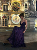 Sparkling Mermaid Spaghetti Strap Purple Sequined Prom Dress Long 18th Birthday Party Gown Formal Dresses HZ0311