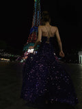 Sparkling Mermaid Spaghetti Strap Purple Sequined Prom Dress Long 18th Birthday Party Gown Formal Dresses HZ0311