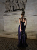 Classy Mermaid Spaghetti Strap Purple Sequined Prom Dress Long 18th Birthday Party Gowns Formal Dresses HZ0311