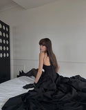 Modest High Low Halter Black Tie Wedding Guest Dress Satin Ruffles Long Prom Dresses Night Semi Formal Gown HZ0311