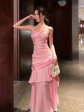 Shiny Mermaid Light Sky Blue Spaghetti Straps Dance Party Dress Girls Graduation Prom Dresses HZ0311