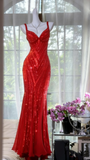 Vintage V Neck Dark Purple Chiffon Sequin Mermaid Long Party Gown Evening Dress 20th Birthday Outfits HZ0311