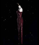 Vintage Sheath Strapless Burgundy Sequins With Slit Long Prom Dress Evening Outfits Formal Dress HZ0311