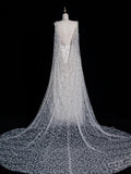 Charming A Line V Neckline With Cape White Tulle Wedding Dress Long Fairytale Autumn Bridal Dresses HZ0311