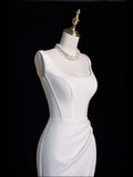 Charming Mermaid Square Neck Satin Summer With Slit Wedding Dress Long Fairytale Autumn Bridal Dresses HZ0311