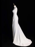 Charming Mermaid Square Neck Satin Summer With Slit Wedding Dress Long Fairytale Autumn Bridal Dresses HZ0311