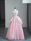 Cute Ball Gown Sweetheart Pink Tulle Long Prom Dresses Inspo 19th Birthday Outfits Formal Dress HZ0311