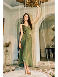 Modest Mermaid Spaghetti Straps Olive Green Prom Dresses High School Teens Senior Graduation Dance Party Outfits HZ0311
