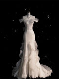 Sparkly Wedding Dresses Mermaid Off The Shoulder White Sequins Brides Dress For Brides Fitted Bridal Gown HZ0311