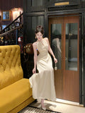 Sexy A Line Jewel Neck White Satin Ankle Length Prom Dresses Wedding Guest Dress 22th Birthday Outfits HZ0311