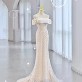 Modest Mermaid Spaghetti Straps White Sequin Prom Dresses Inspiration Long Party Night Evening Dress 20th Birthday Outfits HZ0311