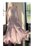 Modest Mermaid Spaghetti Straps Silver Ruffles Long Prom Dresses High School Teens Graduation Dance Dress 20th Birthday Outfits HZ0311