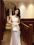 Simple Sheath Square Neck White Satin With Pleated Prom Dresses Graduation 18th Birthday Holiday Outfits HZ0311