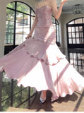 Modest Mermaid Spaghetti Straps Pink Long Prom Dresses High School Teens Senior Graduation Dance Party Dress Outfits HZ0311