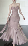 Modest Mermaid Spaghetti Straps Pink Long Prom Dresses High School Teens Senior Graduation Dance Party Dress Outfits HZ0311