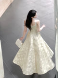 Simple A Line Square Neck White Satin Ankle Length Prom Dresses 17th Nigh Party Birthday Outfits HZ0311
