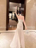Elegant Mermaid Halter Ivory Ankle Length Prom Dresses 17th Nigh Party Birthday Outfits HZ0311