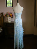 Vintage 1960s A line Spaghetti Straps Light Blue Chiffon Prom Dresses Inspiration Long Party Evening Dress 18th Birthday Outfits HZ0311