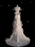 Sparkly Wedding Dresses Mermaid Off The Shoulder White Sequins Brides Dress For Brides Fitted Bridal Gown HZ0311