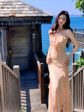 Simple Spaghetti Straps Coral Pink Mermaid Prom Dresses Long Birthday Outfits HZ0311