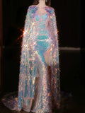 Sparkly Mermaid Sweetheart Sequins With Cape Prom Dresses Inspiration Long Party Night Gowns 20th Birthday Outfits HZ0311